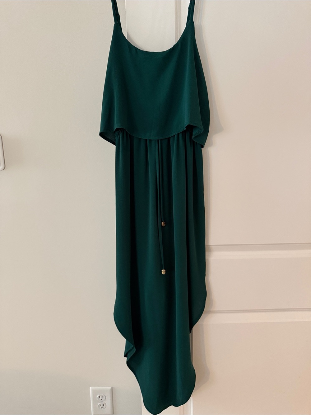 Amazon Dark Green High-Low Spaghetti Strap Maxi Dress